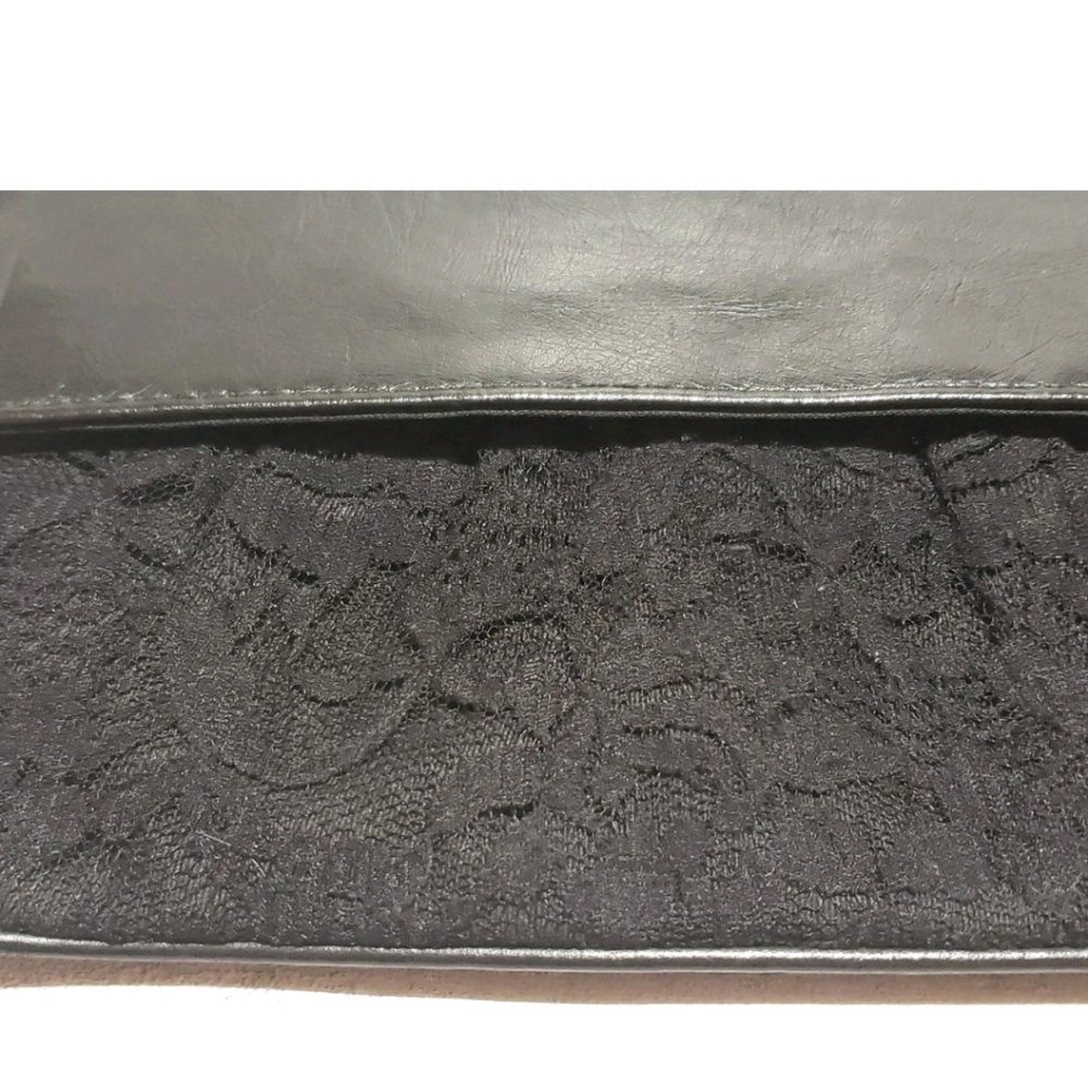 Charlotte Russe Black Leather Lace Clutch Wristlet
